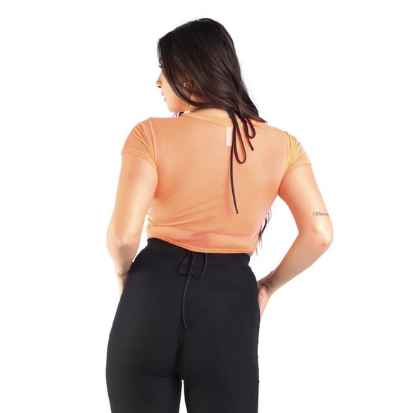 Women's Sexy See Through Mesh Swimsuit Cover up Shirt Neon-Coral Size S, M, L - Picture 6 of 10